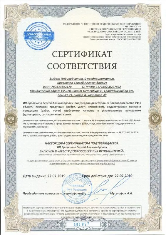 Реестр добросовестных исполнителей в Ульяновска